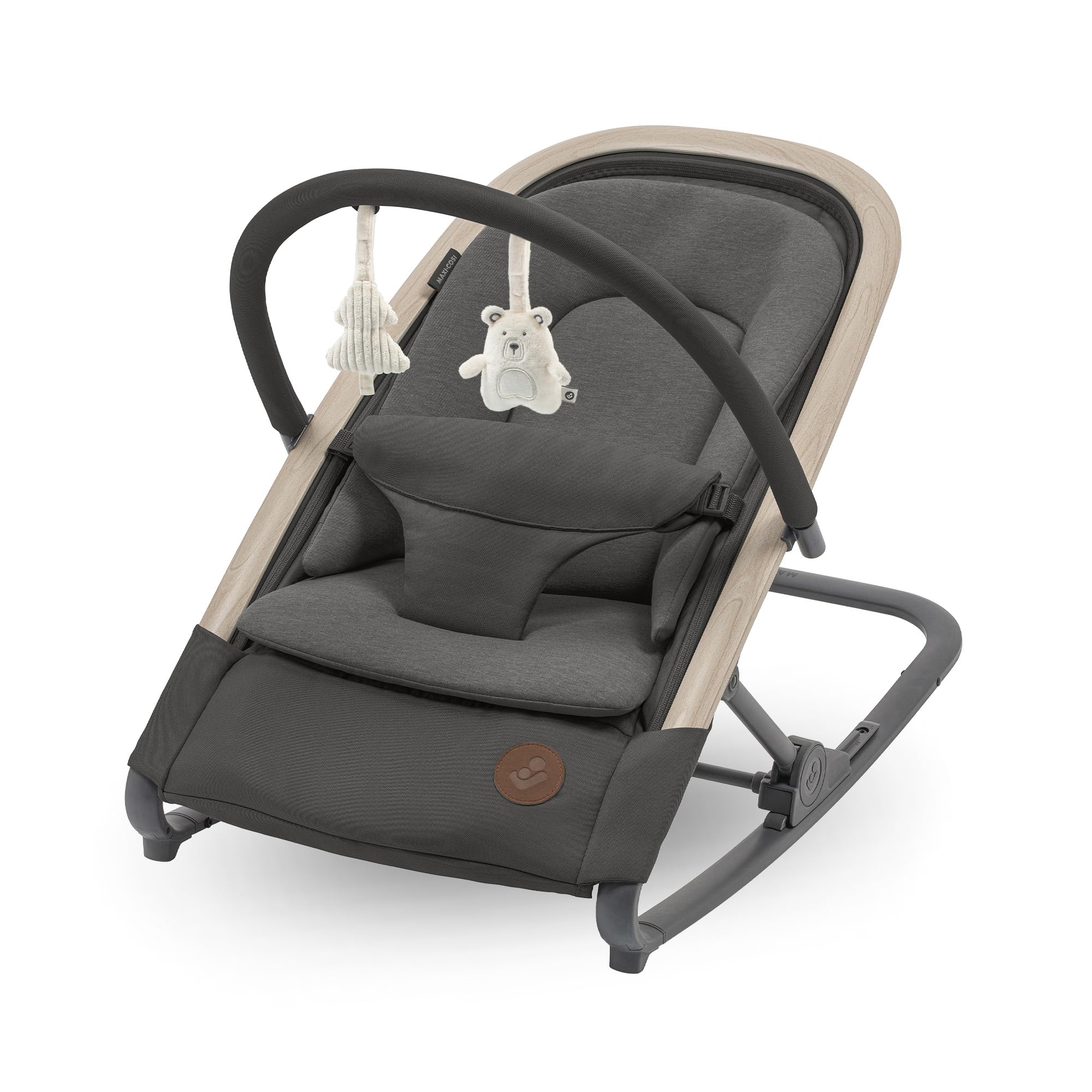 Maxi-Cosi Kori Rede de bebé 2 em 1 com arco de jogos, 0-2 anos, máx.15 kg, baloiço bebé, 3 posições de reclinação uma mão, leve e compacta, arnês fácil, Eco Care, Classic Bege