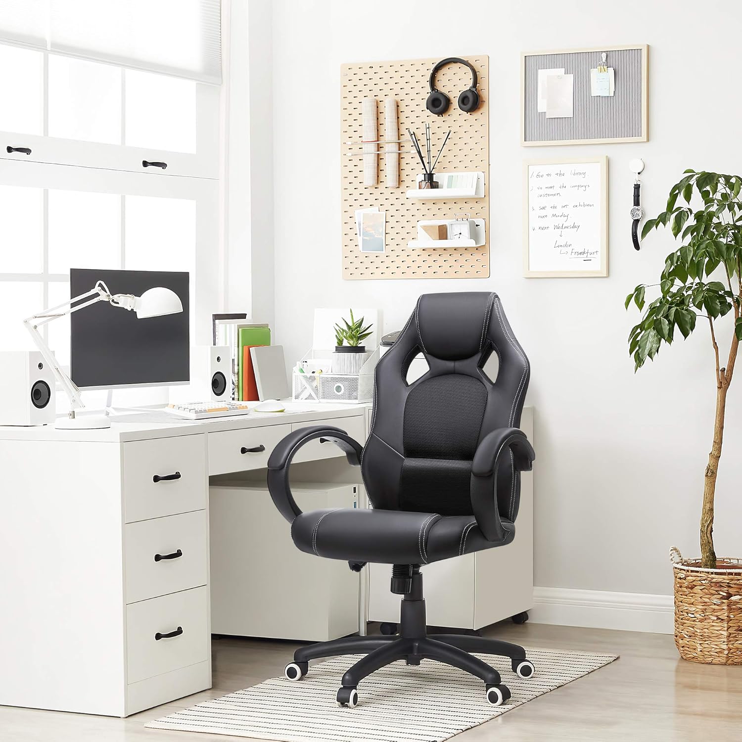 SONGMICS Racing, Cadeira de escritório com rodas, ergonómica, regulável