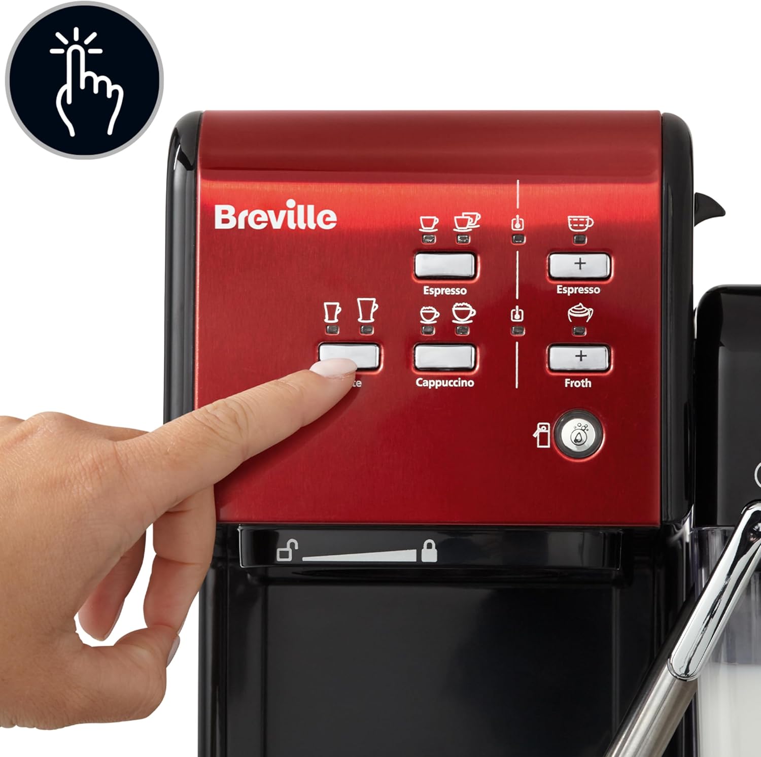 Breville Prima Latte II Espresso | Cafeteira para latte e cappuccino | Bomba profissional de 15 bares e espumador | Vermelho [VCF109X]