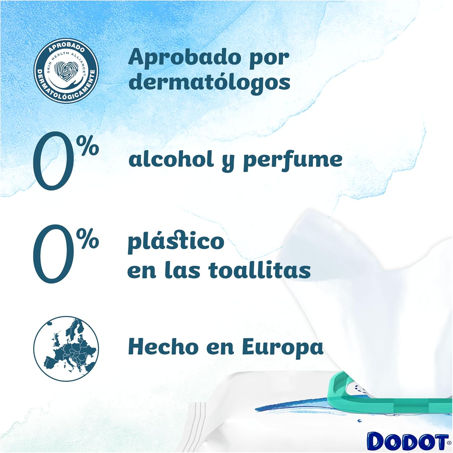 Dodot Toallitas Pure Aqua Para Bebé, 864 Toallitas (18 Packs de 48 Unidades), Ayuda A Restaurar El PH Natural De La Piel, 99% Agua, Sin plástico
