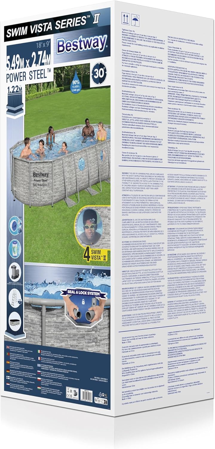 Bestway 56716-4 Set piscina Fuori Terra Power Steel Swim vista série oval da 549 x 274 x 122 cm