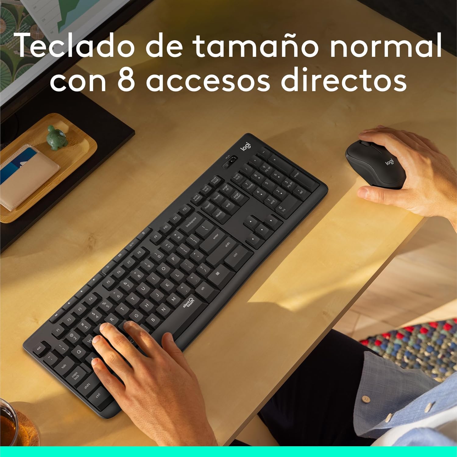 Logitech MK295 Silent Combinación de Teclado y Ratón Inalámbricos con SilentTouch, Seguimiento Óptico, Tecnología Inalámbrica sin Demoras, 90% Menos de Ruido, QWERTY Español, Negro