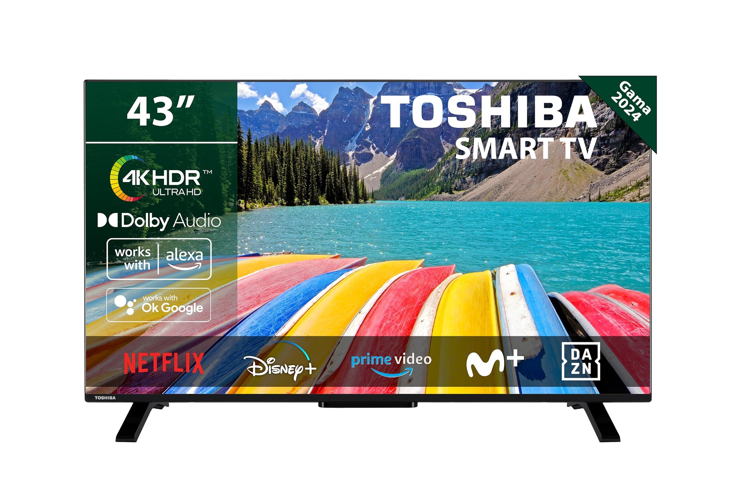 TOSHIBA 50UV2363DG Smart TV 4K UHD de 50", sin Marcos, con HDR10, Dolby Audio, Compatible con Asistente de Voz Alexa y Google