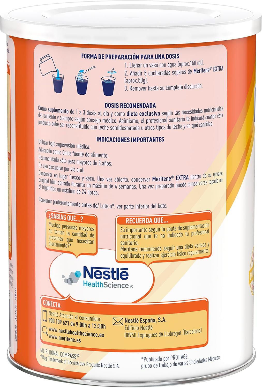 Meritene | Extra Chocolate | Suplemento Proteico y Calórico para Pacientes con Requerimientos Especiales | Formato Polvo | 450 g