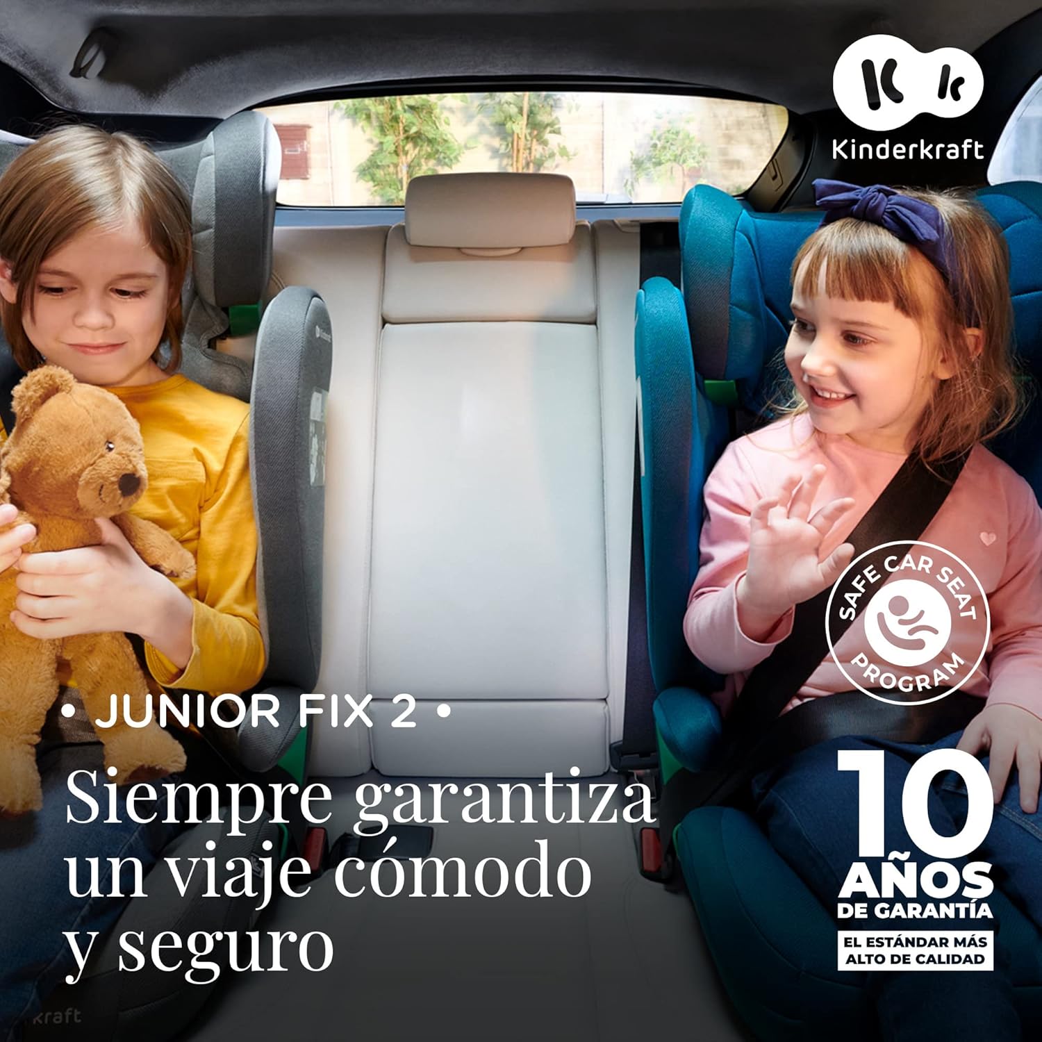 kk Kinderkraft JUNIOR FIX Cadeira carro Isofix, I-SIZE, cadeira carro para bebé e crianças, cinto, universal, grupo 2/3, de 15 a 36 kg, preto