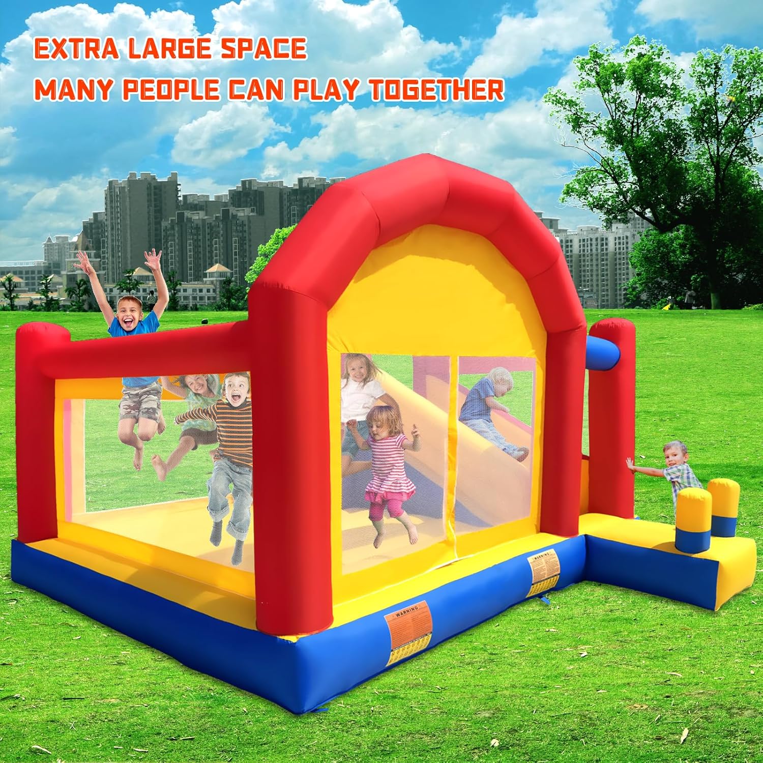 Ballsea Castillo Inflable XXL - Gran Castillo Hinchable con trampolín, tobogán y Pared de Escalada (sin soplador)