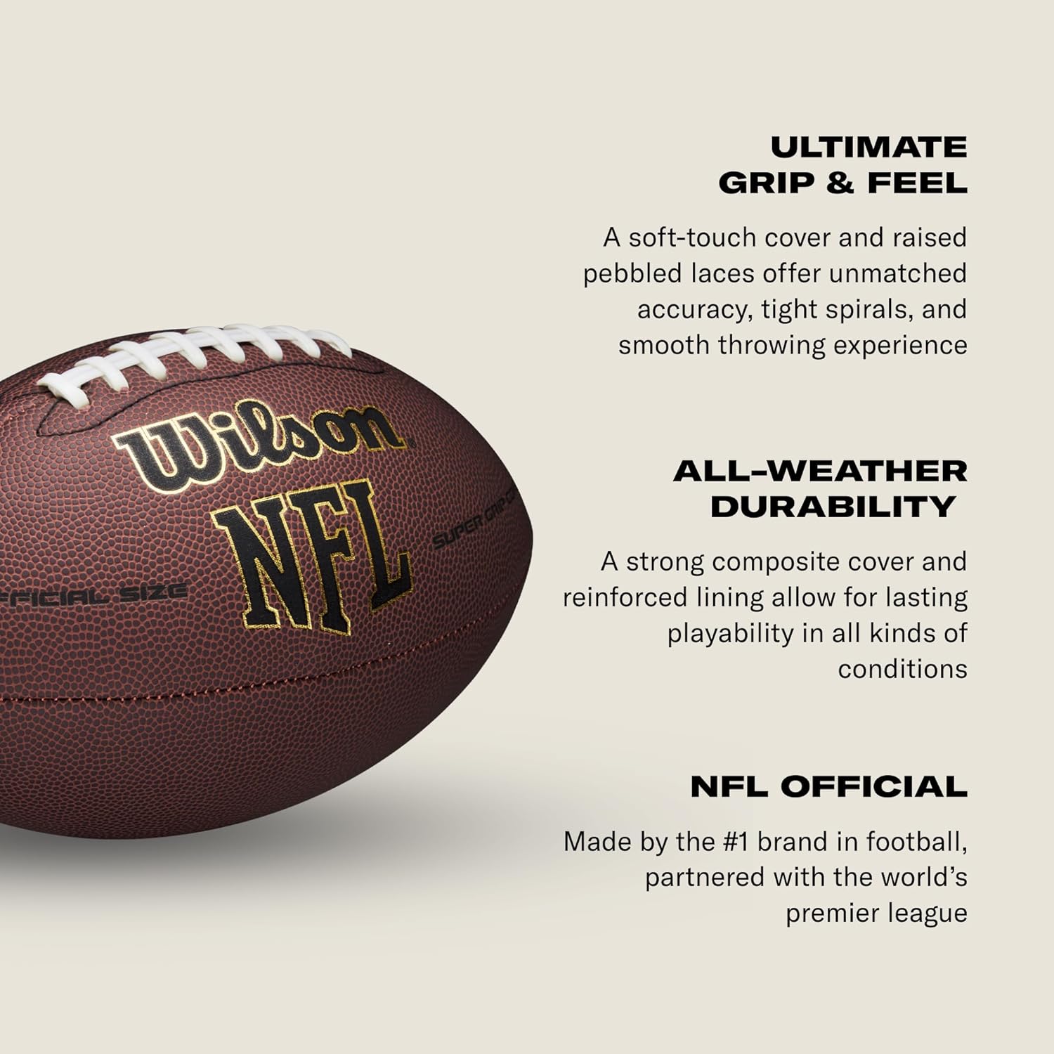Wilson NFL Super Grip - Bola de futebol americano