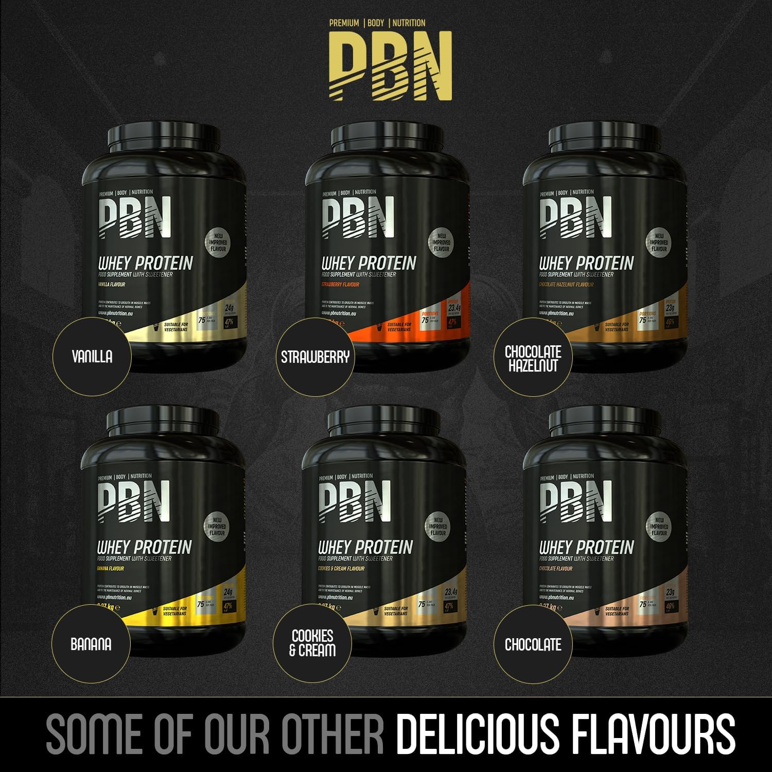Premium Body Nutrition - Proteína de soro de leite em pó, 2,27 kg (embalagem de 1), sabor banana, sabor otimizado