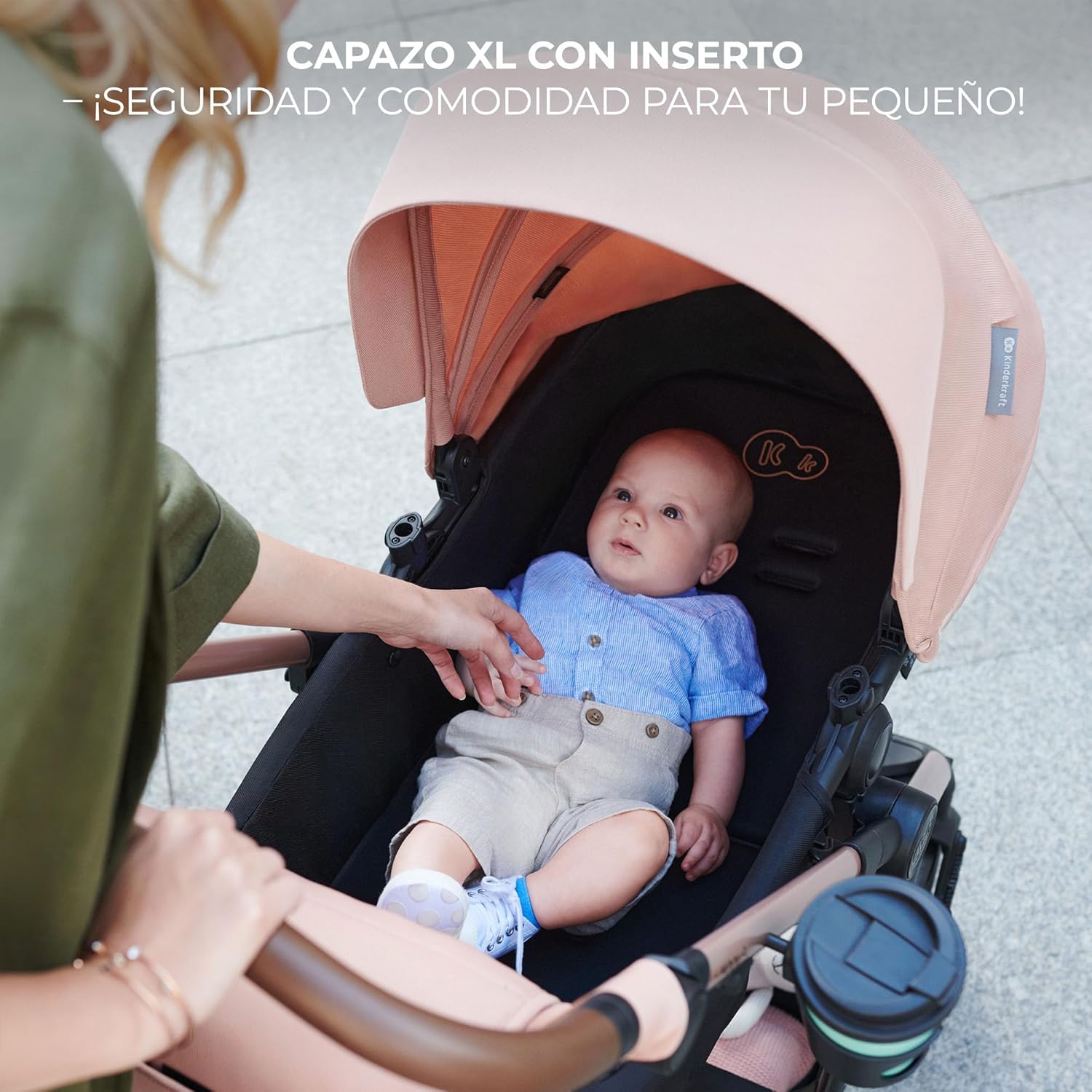 Kinderkraft MOOV2 Carrinho de bebé 3 em 1, EVA, Mink PRO I-Size, sistema de viagem, carrinho para bebé, carrinho de passeio, dobrável, para recém-nascido, desde o nascimento até aos 3 anos, cinzento