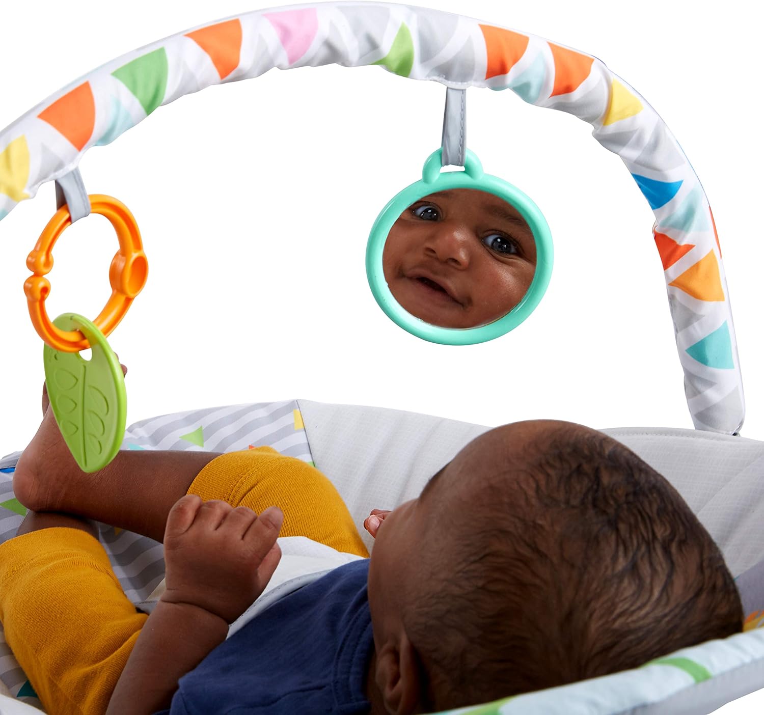 Bright Starts - Vibrador de assento infantil - barra de brinquedos removível, pés antiderrapantes, 0-6 meses a 9 kg (Safari Fun)