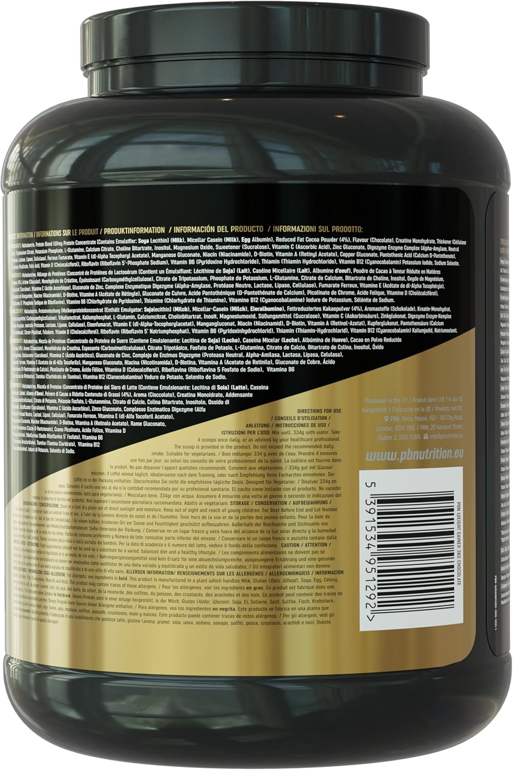 PBN Premium Body Nutrition Bota de vencedor de peso, 3 kg, sabor de bolachas, sabor otimizado