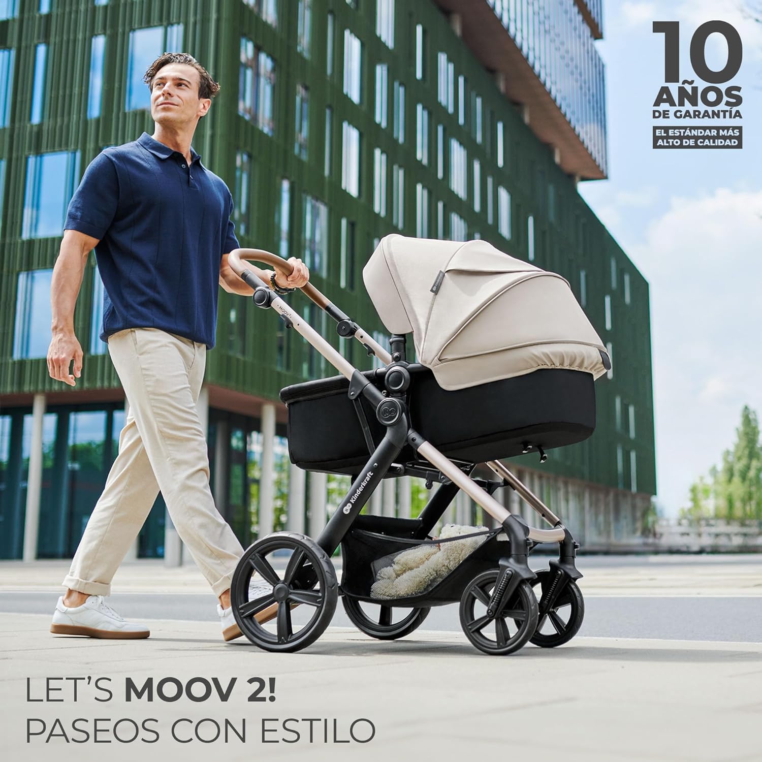 Kinderkraft MOOV2 Carrinho de bebé 3 em 1, EVA, Mink PRO I-Size, sistema de viagem, carrinho para bebé, carrinho de passeio, dobrável, para recém-nascido, desde o nascimento até aos 3 anos, cinzento
