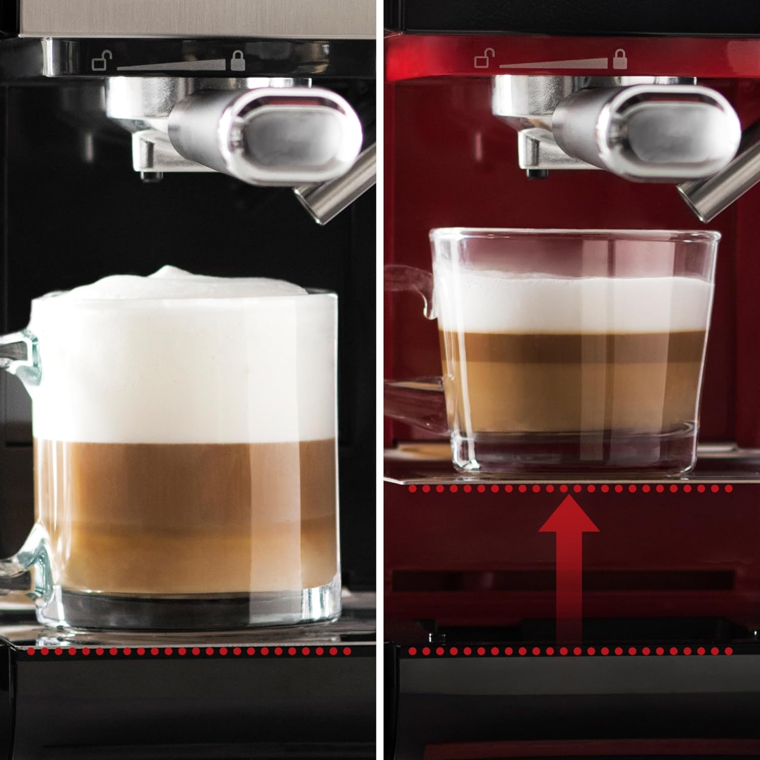 Breville Prima Latte II Espresso | Cafeteira para latte e cappuccino | Bomba profissional de 15 bares e espumador | Vermelho [VCF109X]