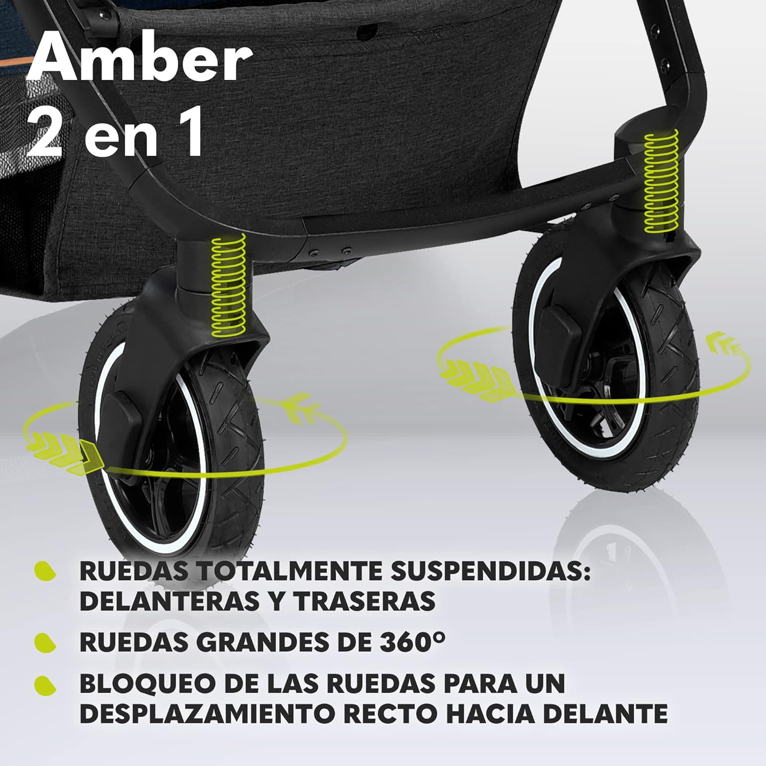 LIONELO Amber Carro de bebé multifuncional 2 em 1 conjunto carrinho de passeio com assento de cubo e tampa guiador ajustável bolsa mosquiteira protetor de chuva