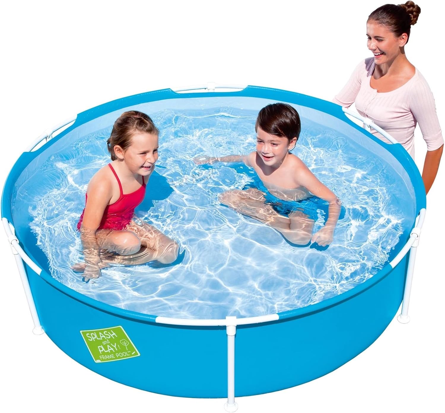 BESTWAY 56283 - Piscina Desmontable Tubular Infantil Mi Primera Piscina 152x38 cm 580 Litros con Válvula de drenaje Marcos Anticorrosión y Parche de Reparación