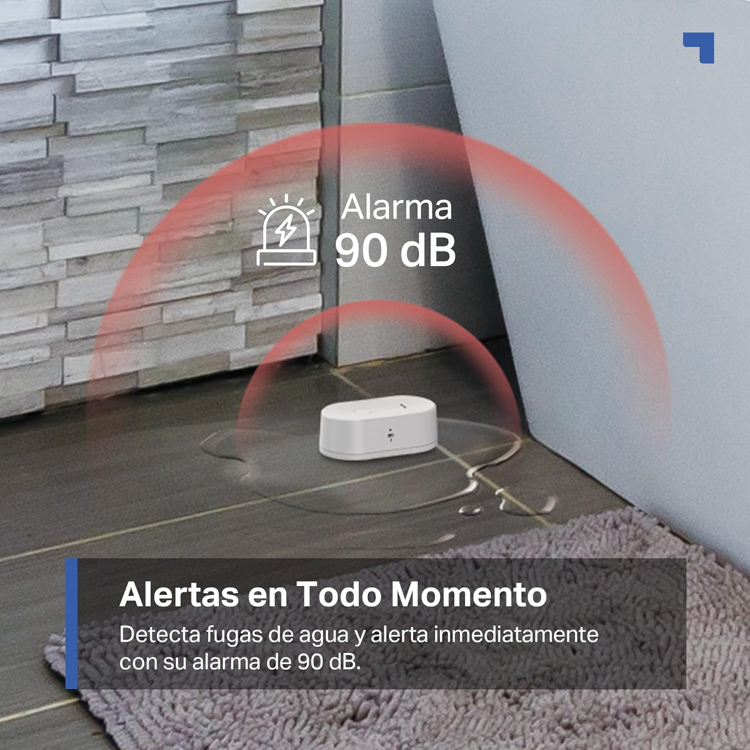 Tapo T300 – Sensor Inteligente de Fugas de Agua, clasificación IP66 a Prueba de Agua, Alarma de Fugas de 90 dB, Compatible con concentrador, Doble inducción