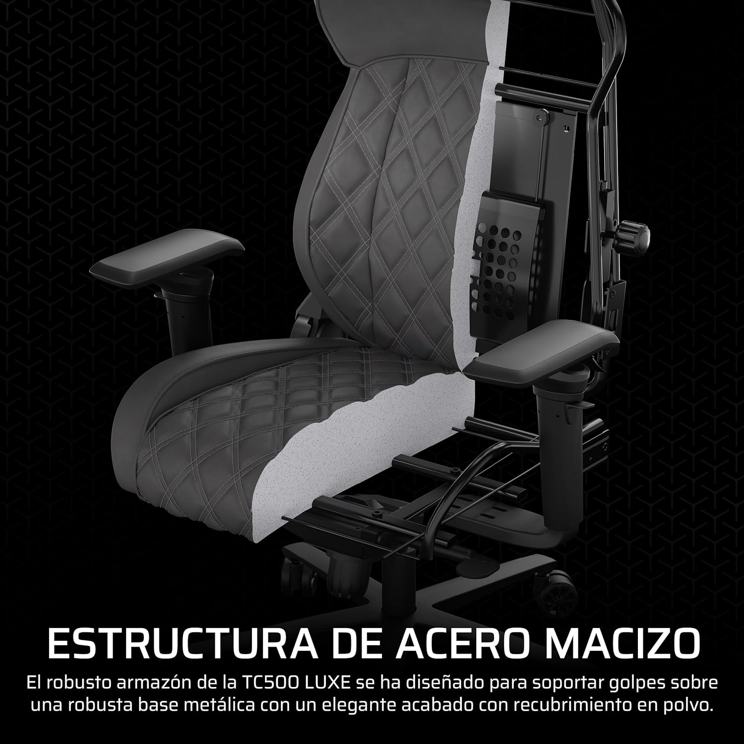 Corsair TC500 Luxe Cadeira para jogos, tecido respirável premium, assentos largos, apoios de braço ajustáveis em 5 direções, suporte lombar ajustável, reclinável 90-160° - sombra