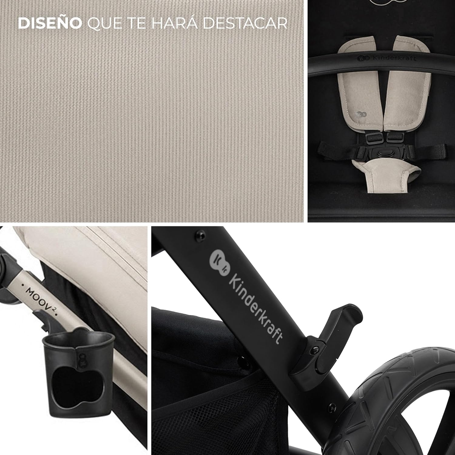 Kinderkraft MOOV2 Carrinho de bebé 3 em 1, EVA, Mink PRO I-Size, sistema de viagem, carrinho para bebé, carrinho de passeio, dobrável, para recém-nascido, desde o nascimento até aos 3 anos, cinzento