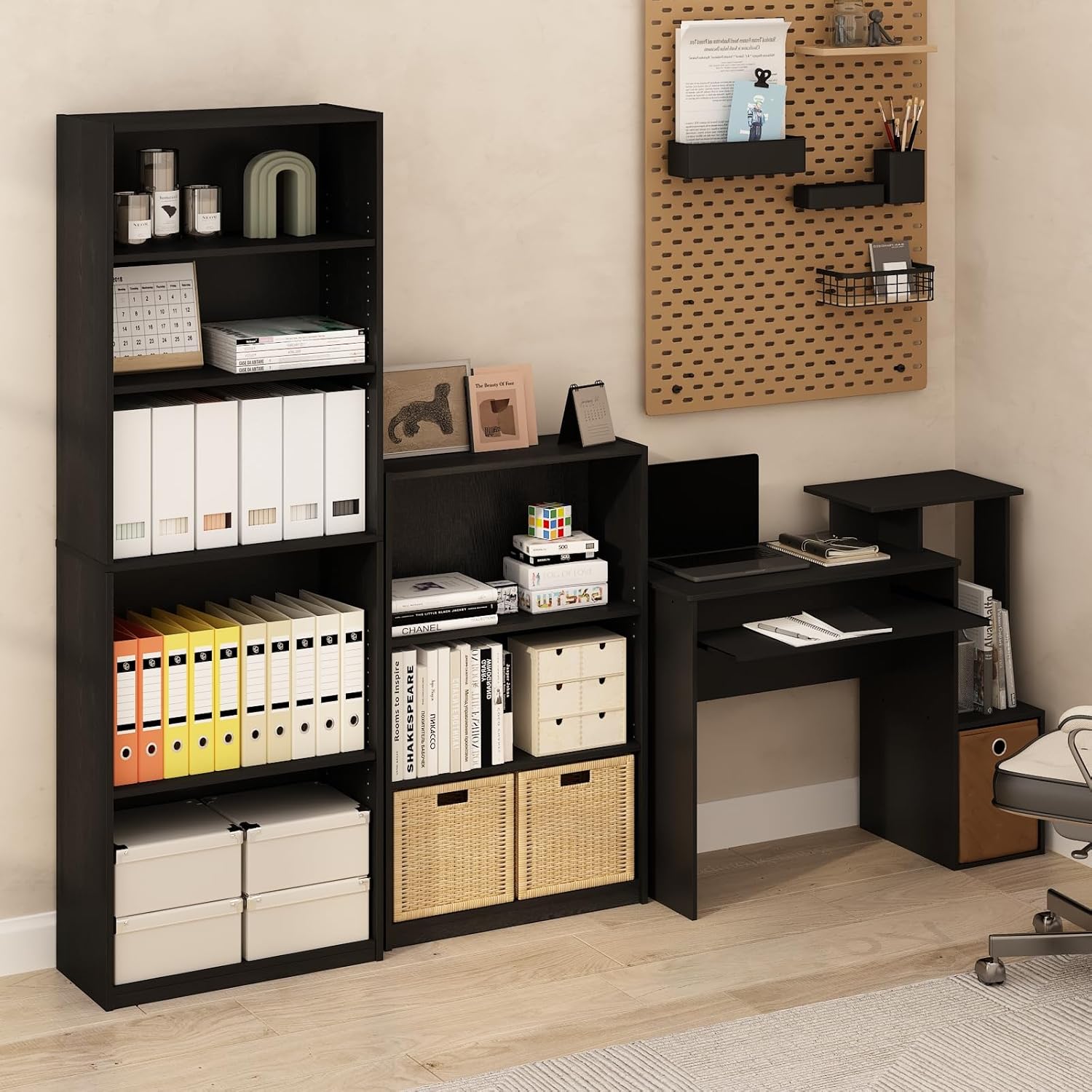 Furinno Secretária de computador preto/castanho