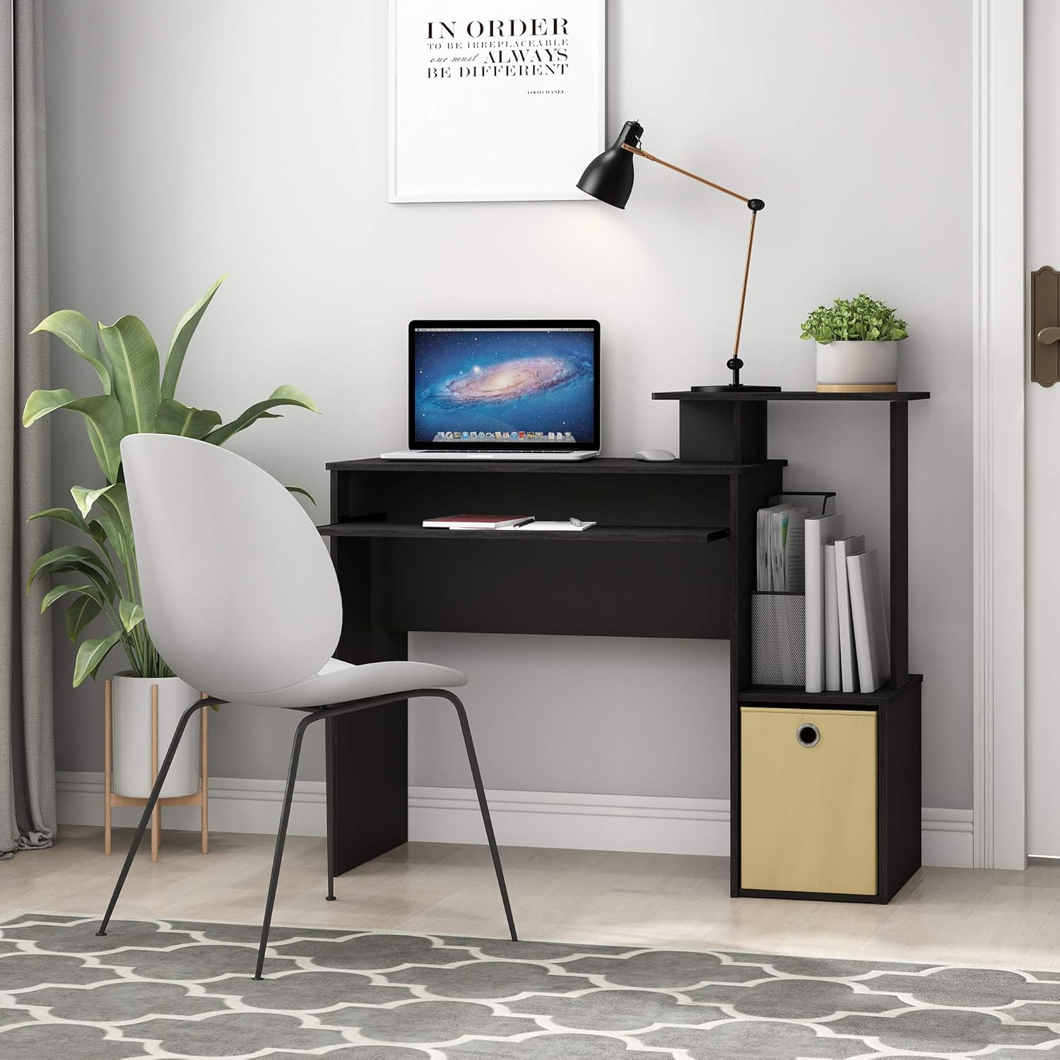 Furinno Secretária de computador preto/castanho