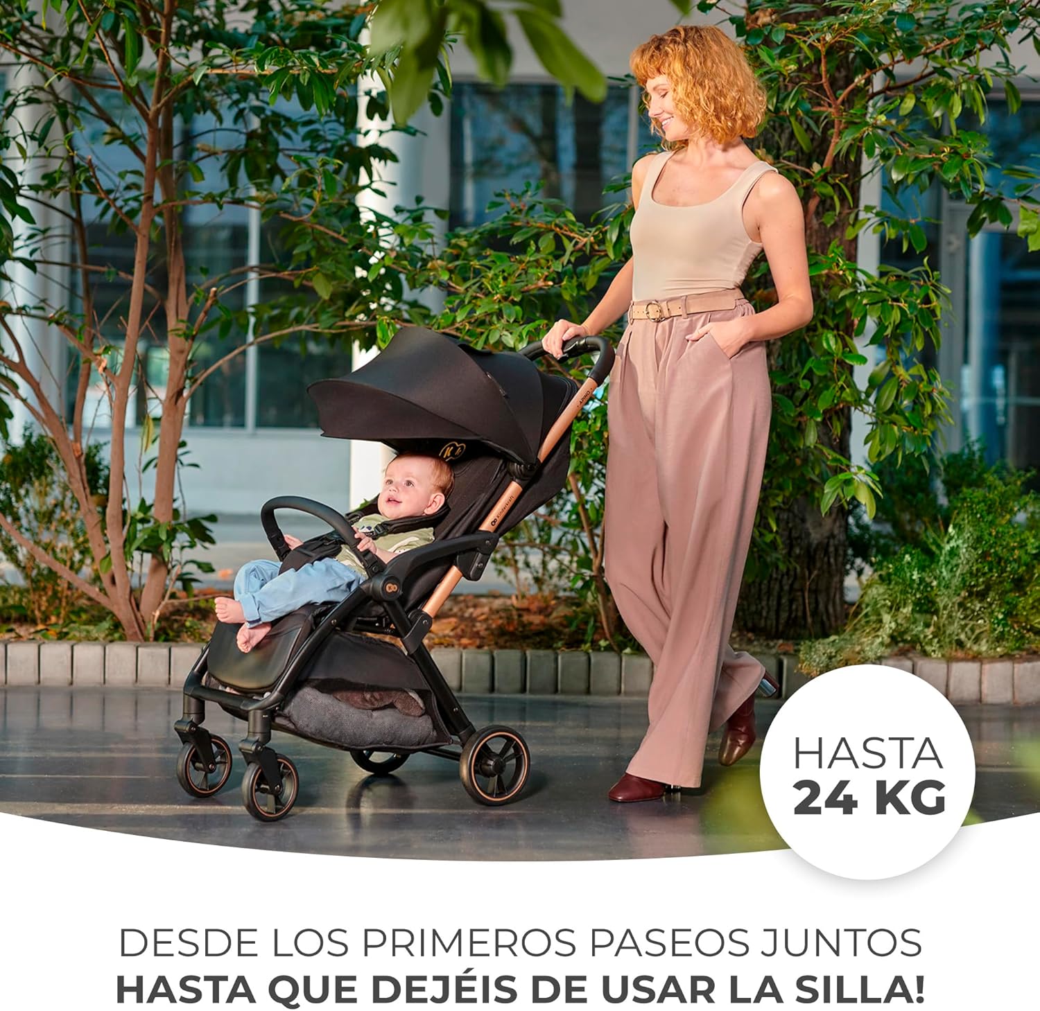 Kinderkraft APINO Cadeira de passeio para bebé, carrinho, carrinho de bebé, carro FOLDING, dobrável automático, posição reclinada, posição deitada, leve, 7,5 g, impermeável, carga máxima 24 kg, preto
