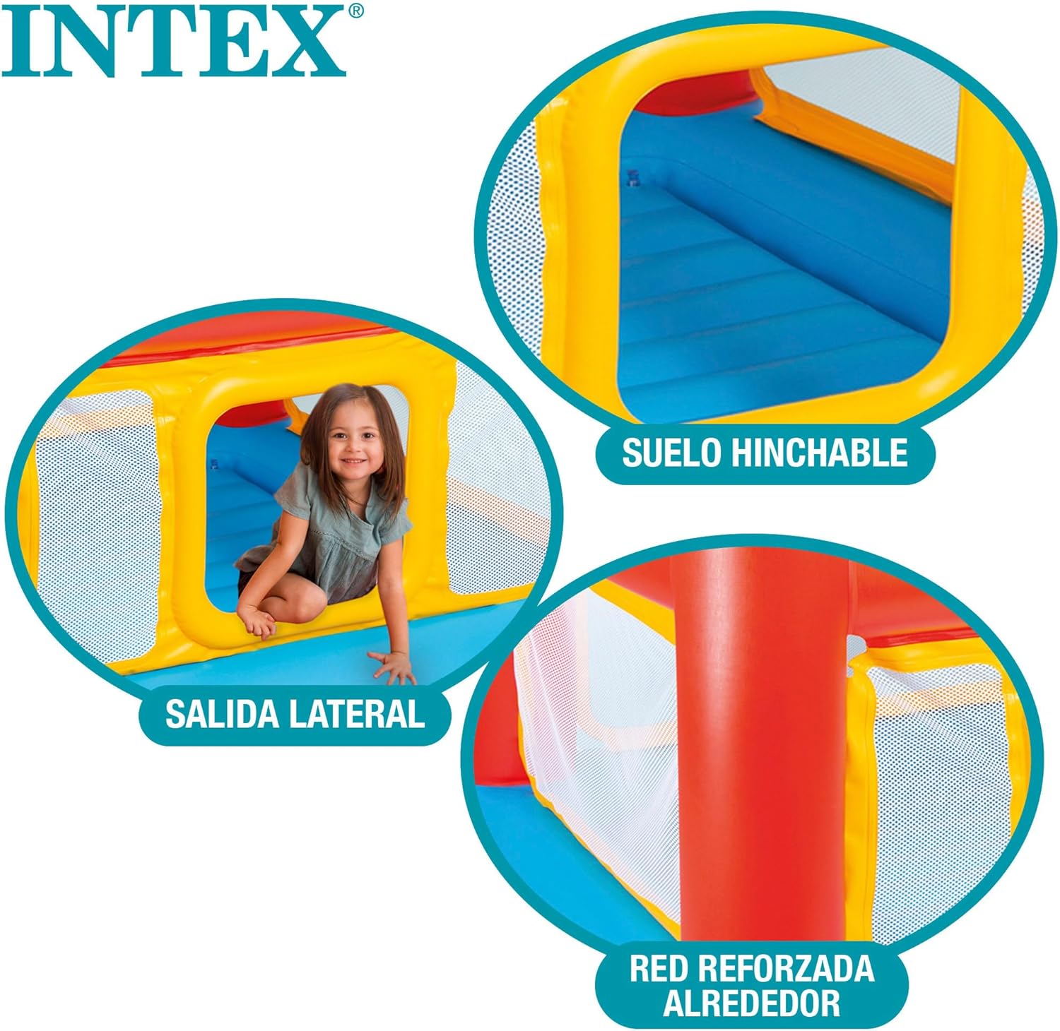 Intex Castelo insuflável para crianças, salto insuflável, 174 x 112 cm, peso máximo 54 kg, crianças entre 3 e 6 anos, castelos insufláveis, parque infantil, para interior e exterior (48260)
