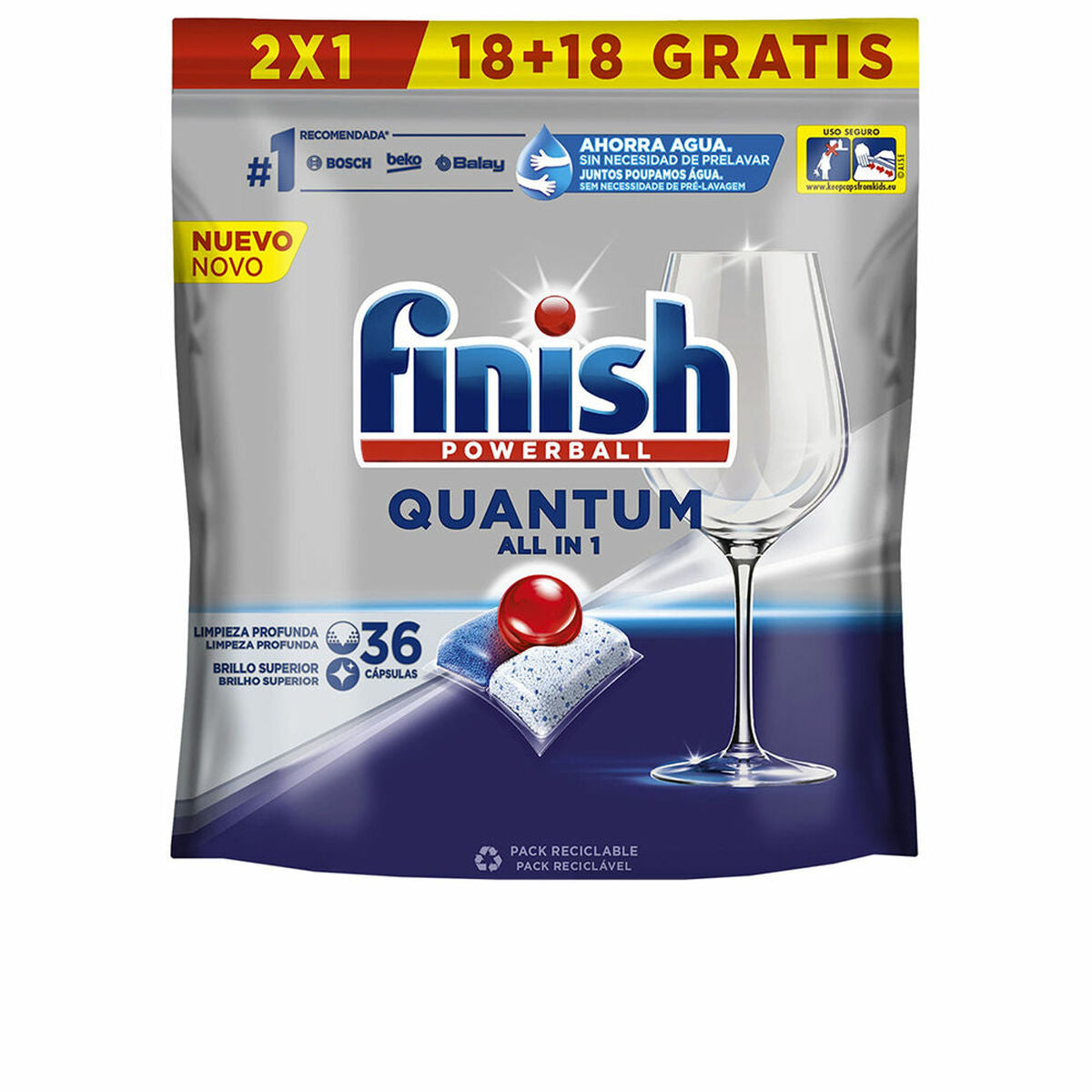Pastilhas para Máquina de Lavar Louça Finish Quantum (36 Unidades)
