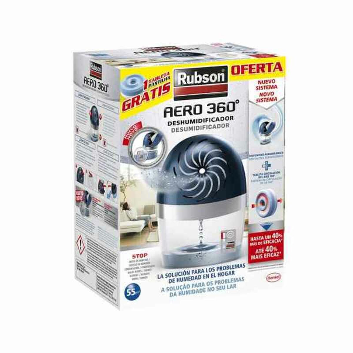 Desumidificador Rubson Aero 360 Recarregável Sem cabos 450 g