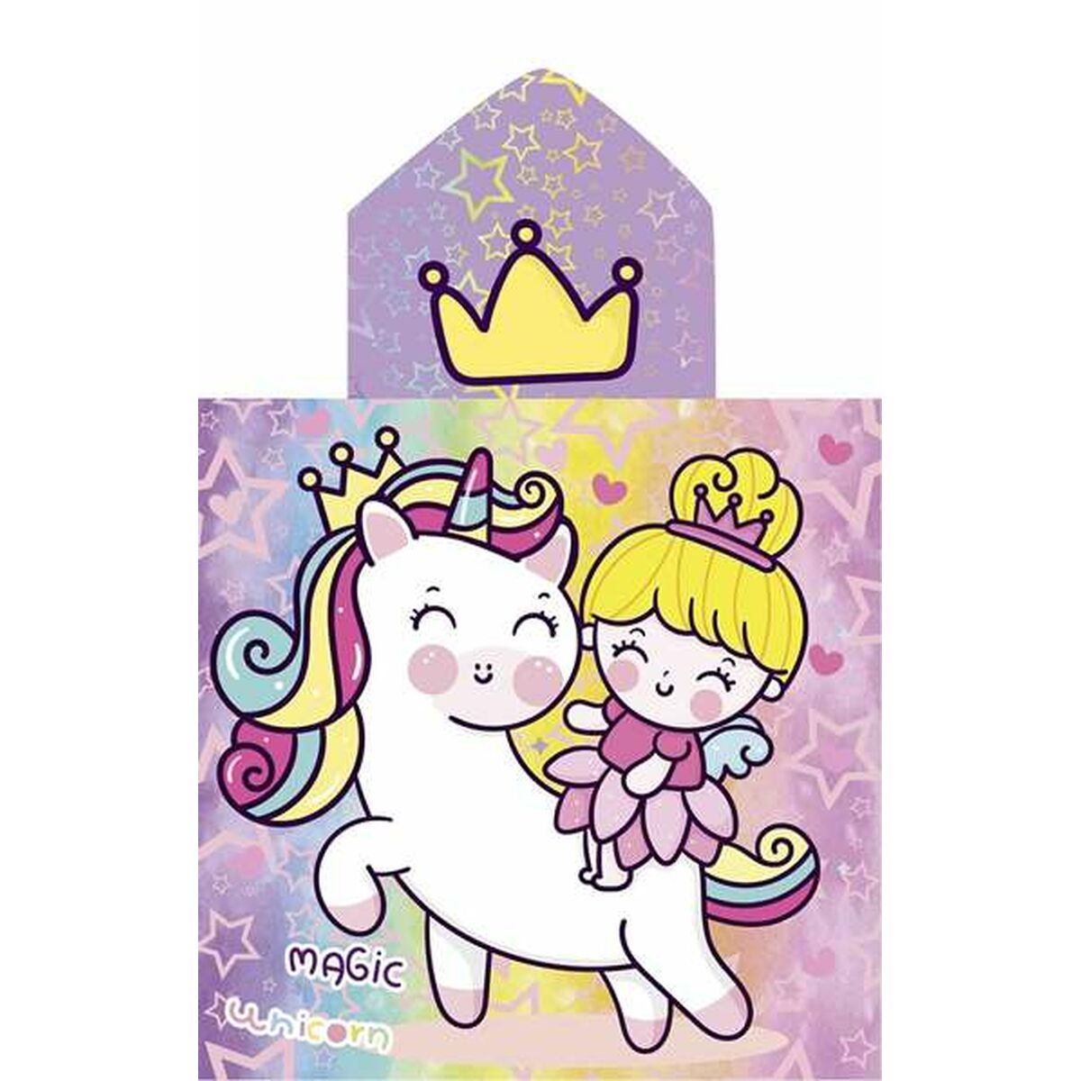 Poncho-Toalha com Capuz Secaneta Unicornprins 60 x 120 cm