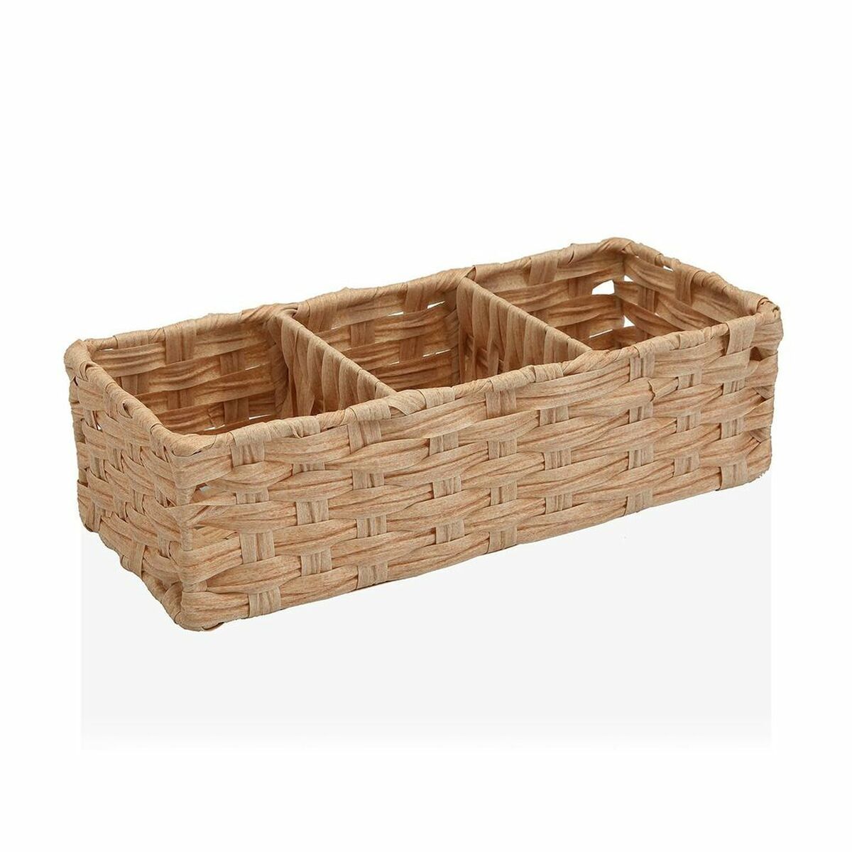 Cesta Multiusos Versa 15,2 x 10,2 x 35,6 cm 3 Compartimentos Marrom claro