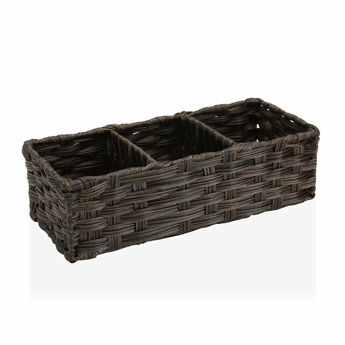Cesta Multiusos Versa 15,2 x 10,2 x 35,6 cm 3 Compartimentos Castanho