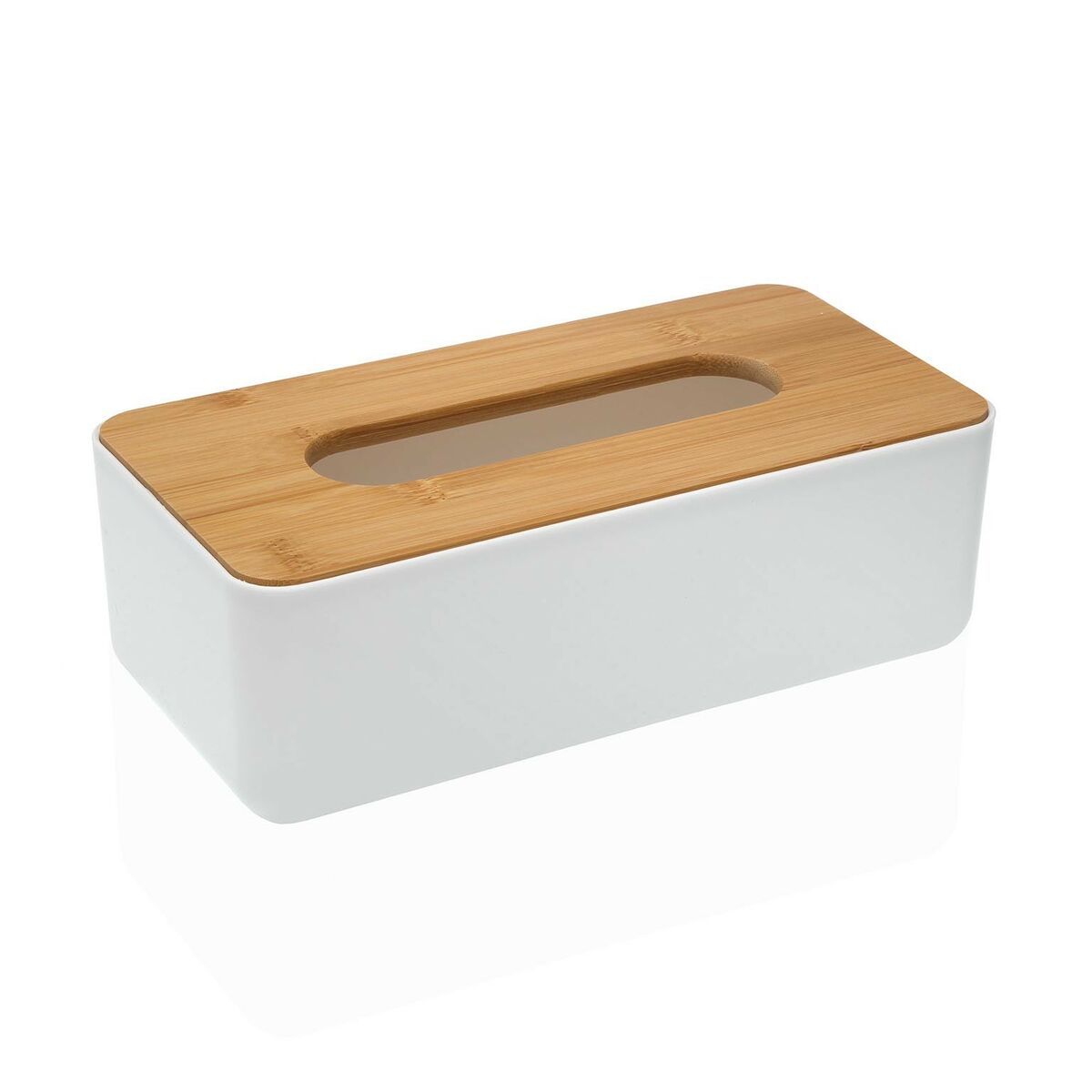 Caixa para lenços Versa Bambu Polipropileno 13,1 x 8,6 x 26,1 cm Branco