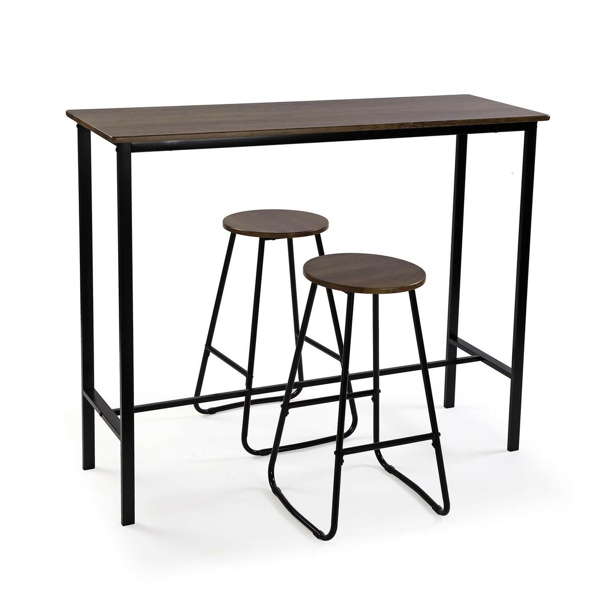 Conjunto de mesa com 2 cadeiras Versa Preto PVC Metal Madeira MDF 40 x 120 x 100 cm