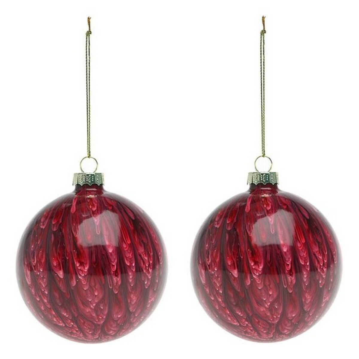Bolas de Natal (2 pcs) 113572 Castanho Vermelho 8 cm (2 Unidades)