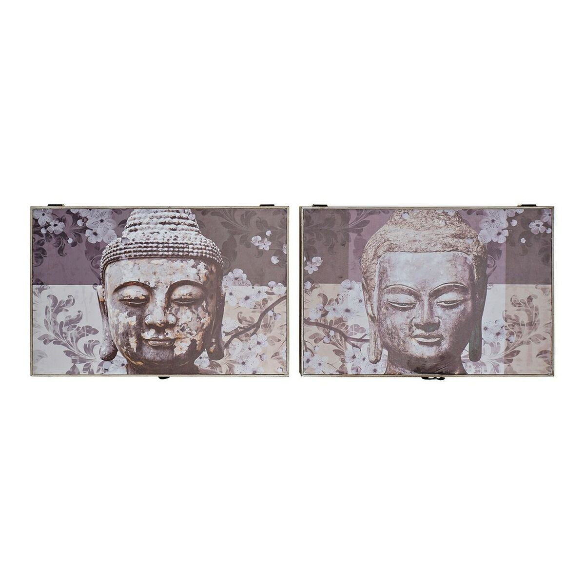 Caixa Decorativa DKD Home Decor Cinzento Madeira MDF Buda Contador (2 Unidades)