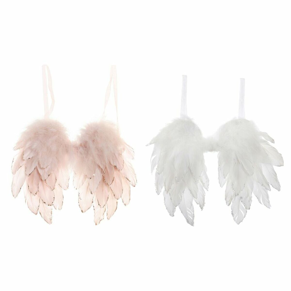 Adorno Natalício DKD Home Decor Plumas (2 pcs) (28 x 4 x 33 cm)