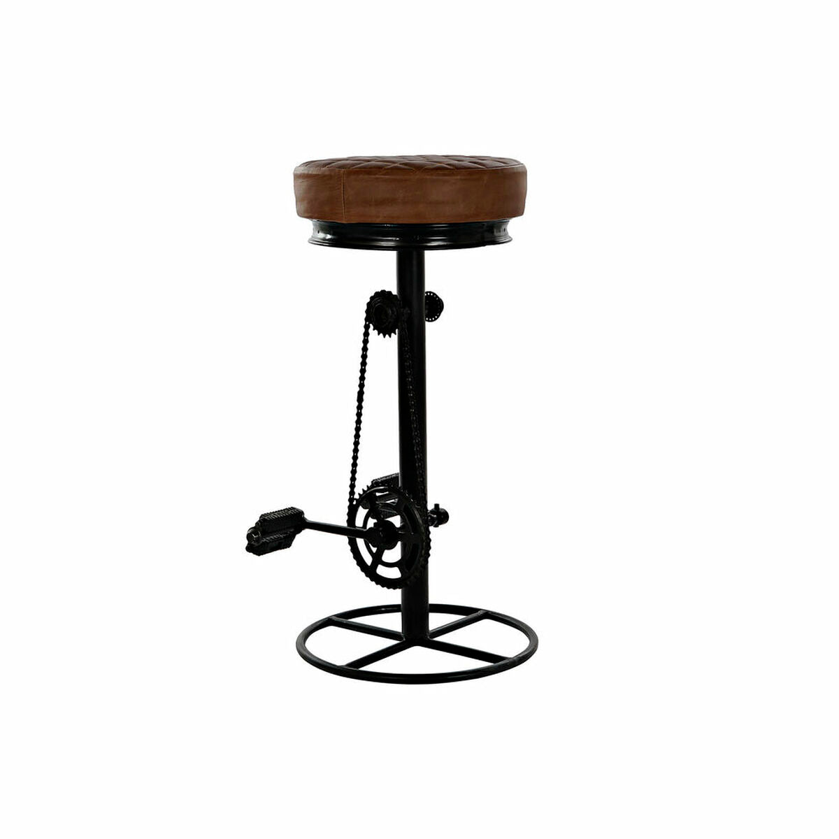Banqueta DKD Home Decor Preto Couro Metal Marrom claro (44 x 38 x 82 cm)