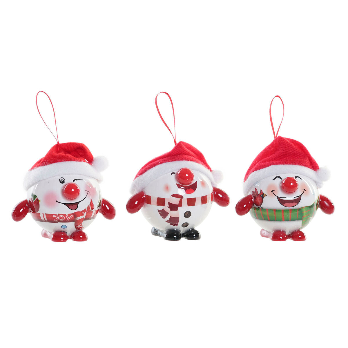 Bola de Natal DKD Home Decor Vermelho Branco PVC Boneco de neve (3 Unidades)