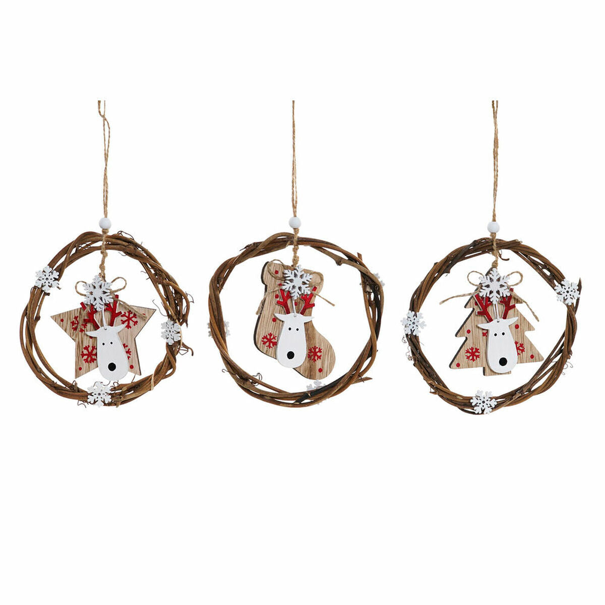 Adorno Natalício DKD Home Decor Madeira (3 pcs) (14 x 1 x 18 cm)