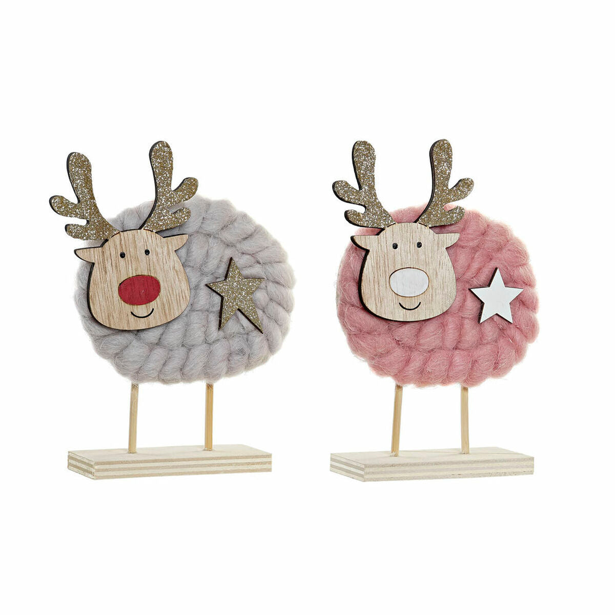 Adorno Natalício DKD Home Decor Poliéster Madeira (2 pcs) (10 x 4 x 16 cm)