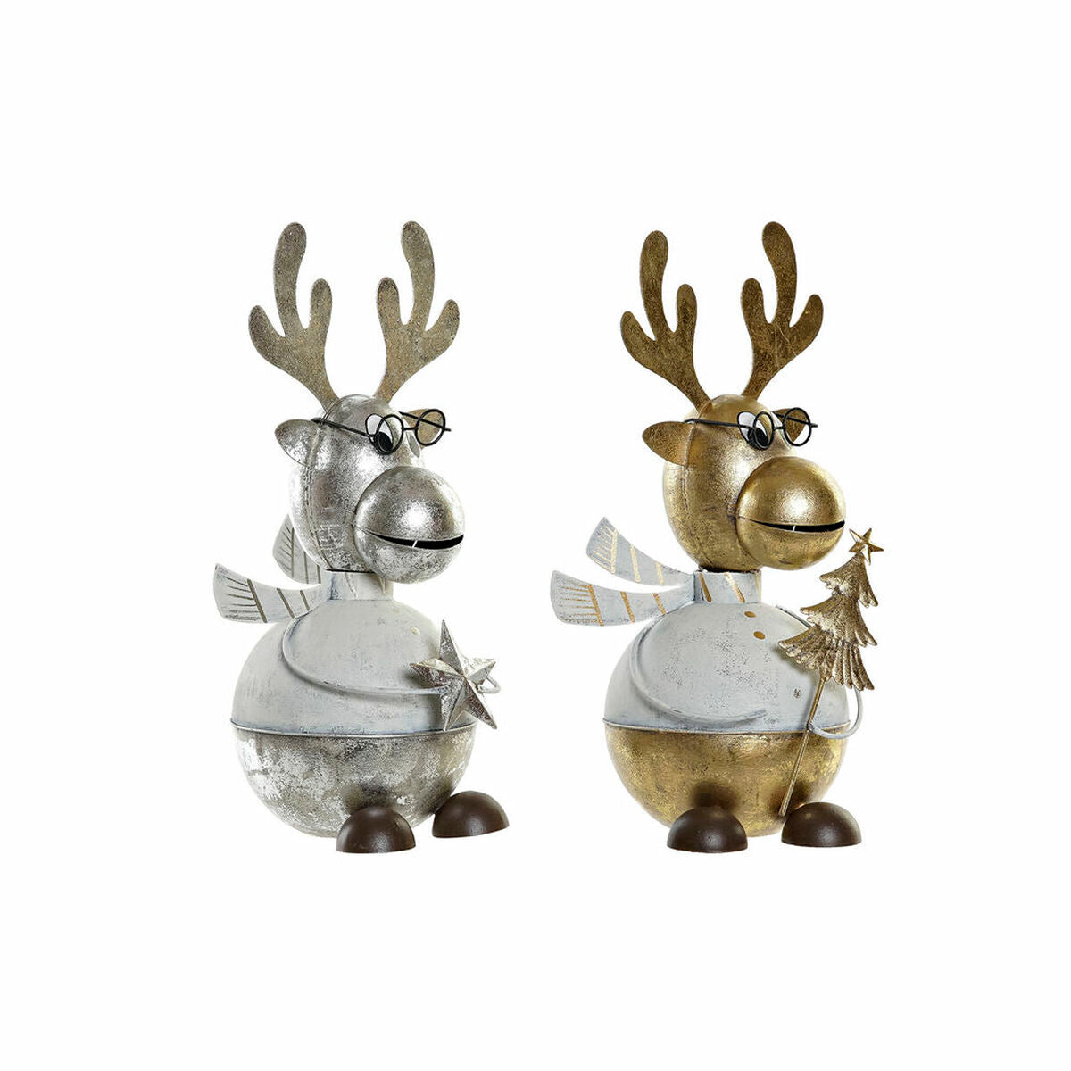 Adorno Natalício DKD Home Decor Metal Rena (14 x 13 x 27 cm) (2 pcs)