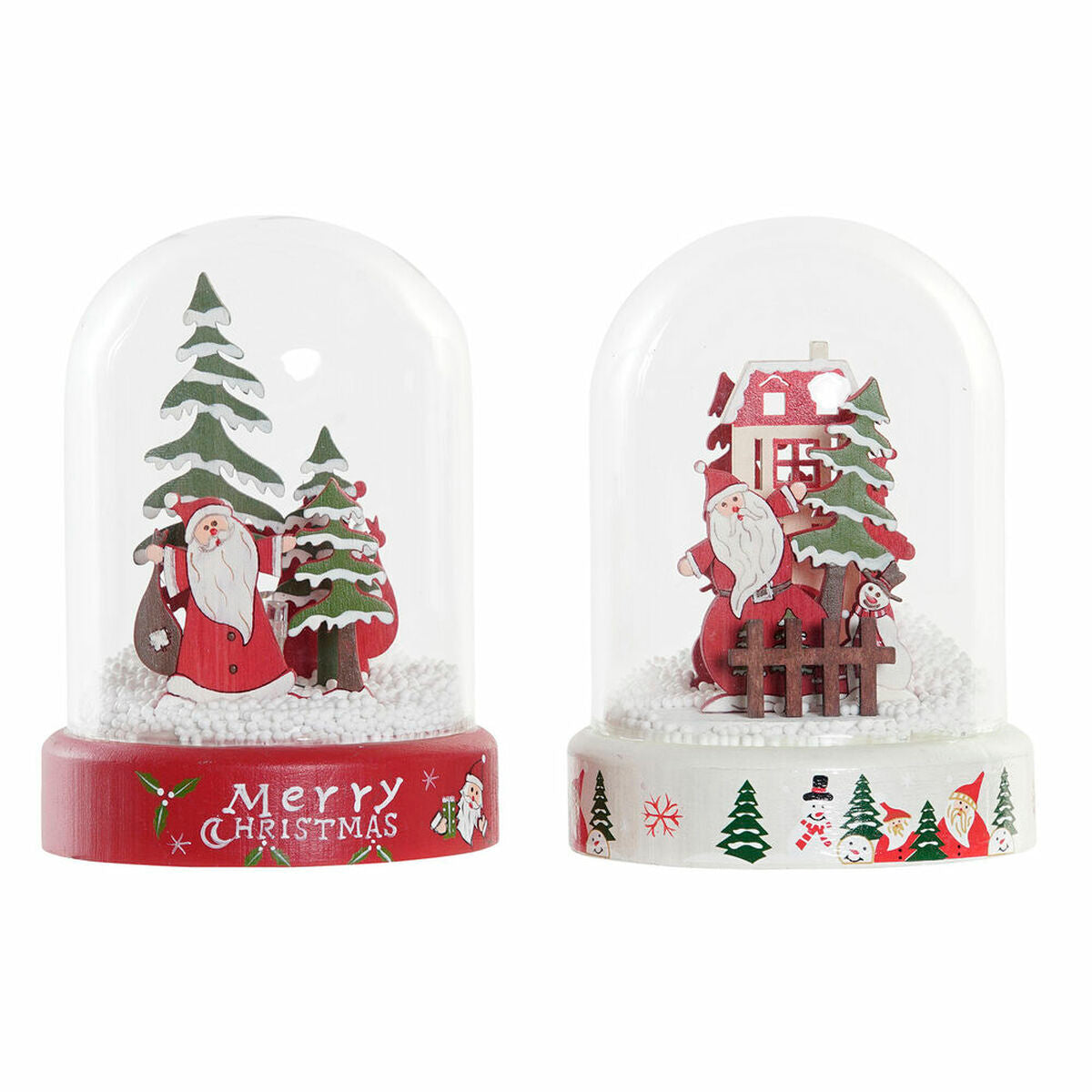 Adorno Natalício DKD Home Decor Resina Cristal Pai Natal (2 pcs) (9 x 9 x 11 cm)