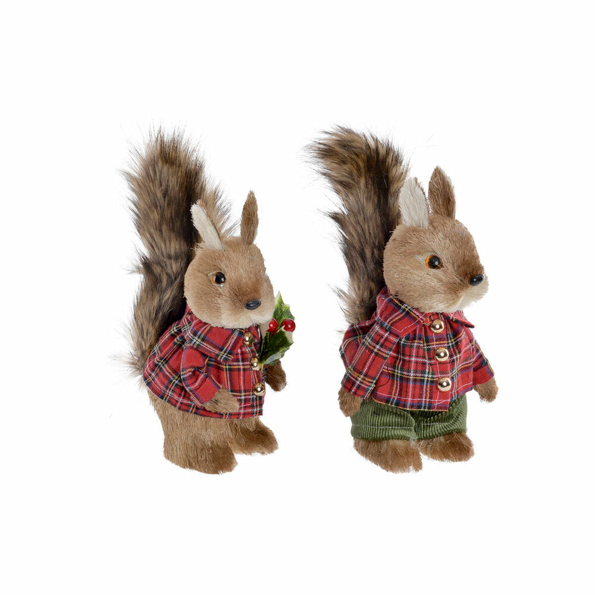 Adorno Natalício DKD Home Decor Poliéster Esquilo (2 pcs) (12 x 15 x 25 cm)