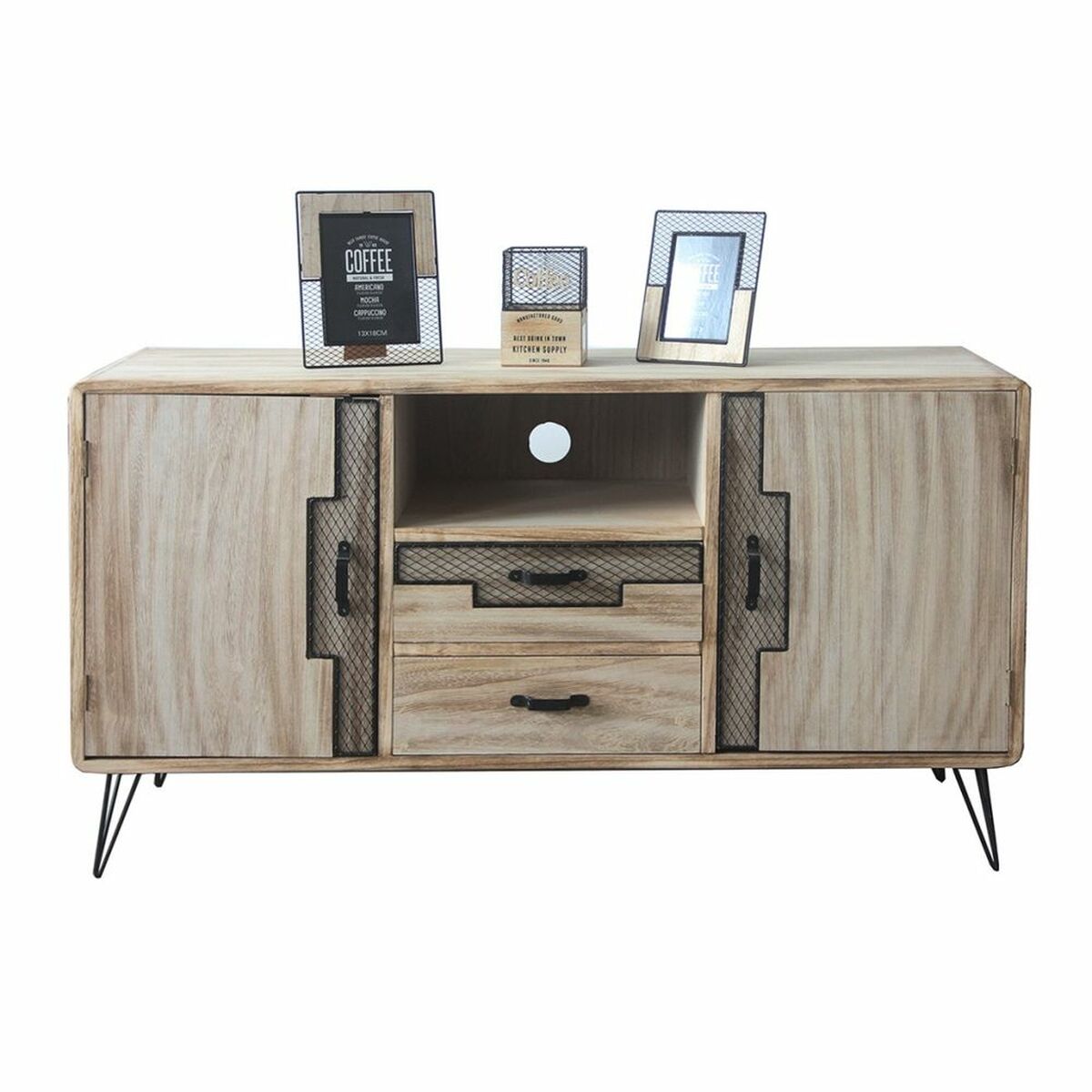 Aparador DKD Home Decor Preto Natural Metal Madeira de paulónia 120 x 41 x 65 cm
