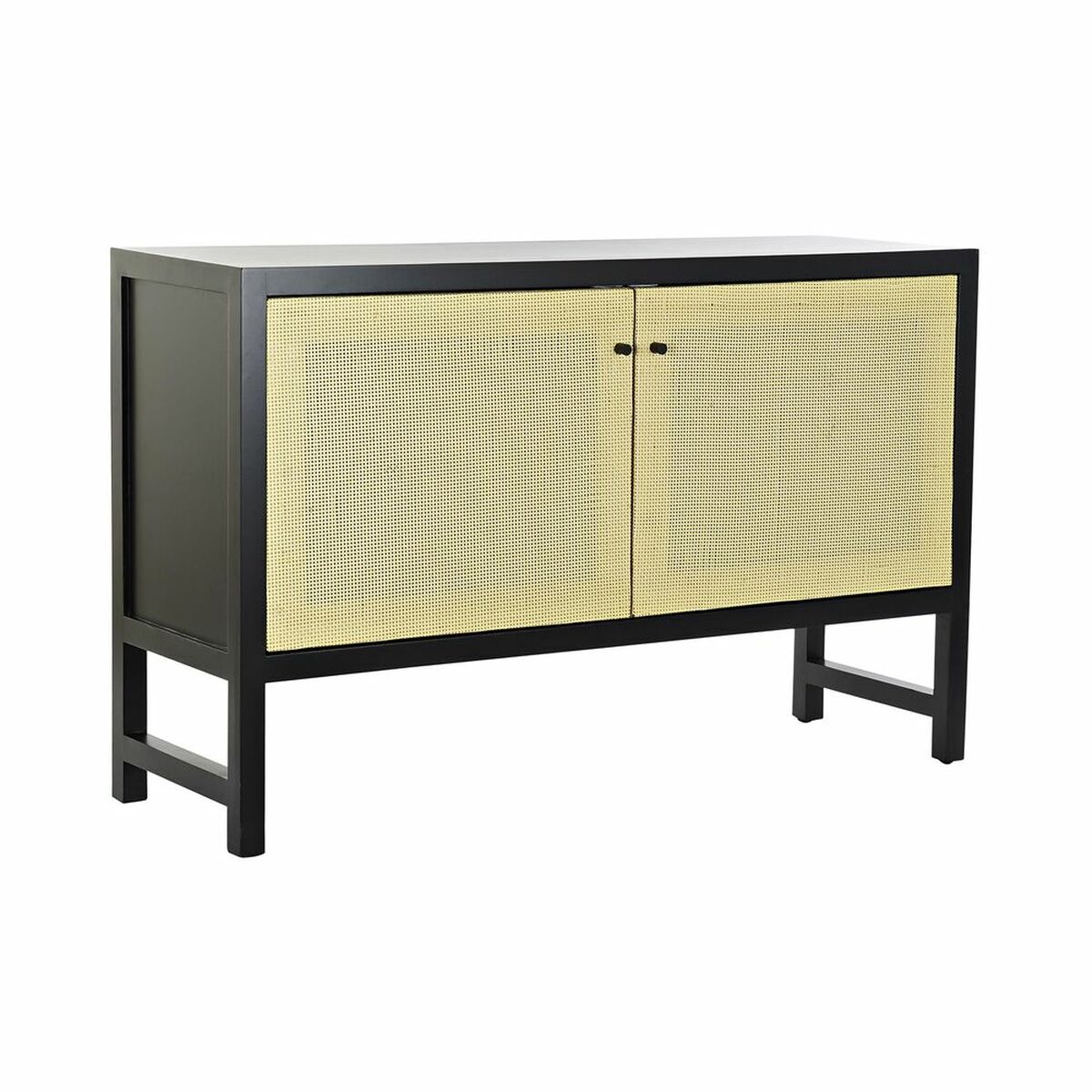Aparador DKD Home Decor   Preto Natural Rotim Abeto 120 x 38 x 76 cm
