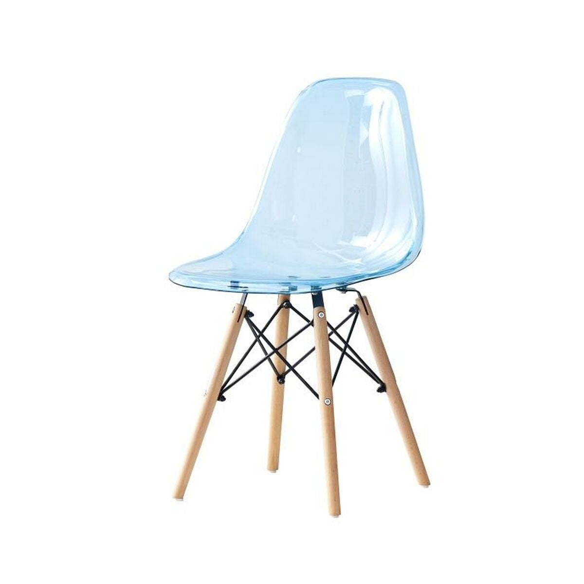 Cadeira de Sala de Jantar DKD Home Decor Natural Azul PVC Bétula (50 x 46 x 83,5 cm)