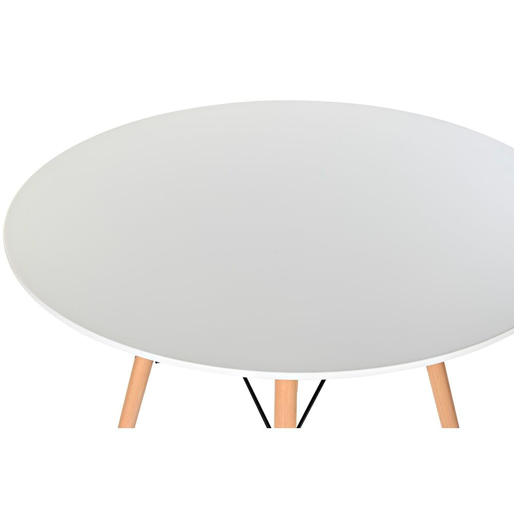 Mesa de Jantar DKD Home Decor Branco Preto Natural Bétula Madeira MDF 90 x 90 x 74 cm