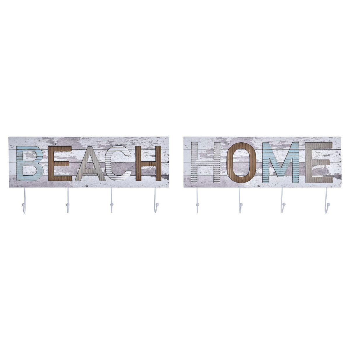 Bengaleiro de parede DKD Home Decor Madeira Metal Praia 45 x 5 x 23 cm (2 Unidades)