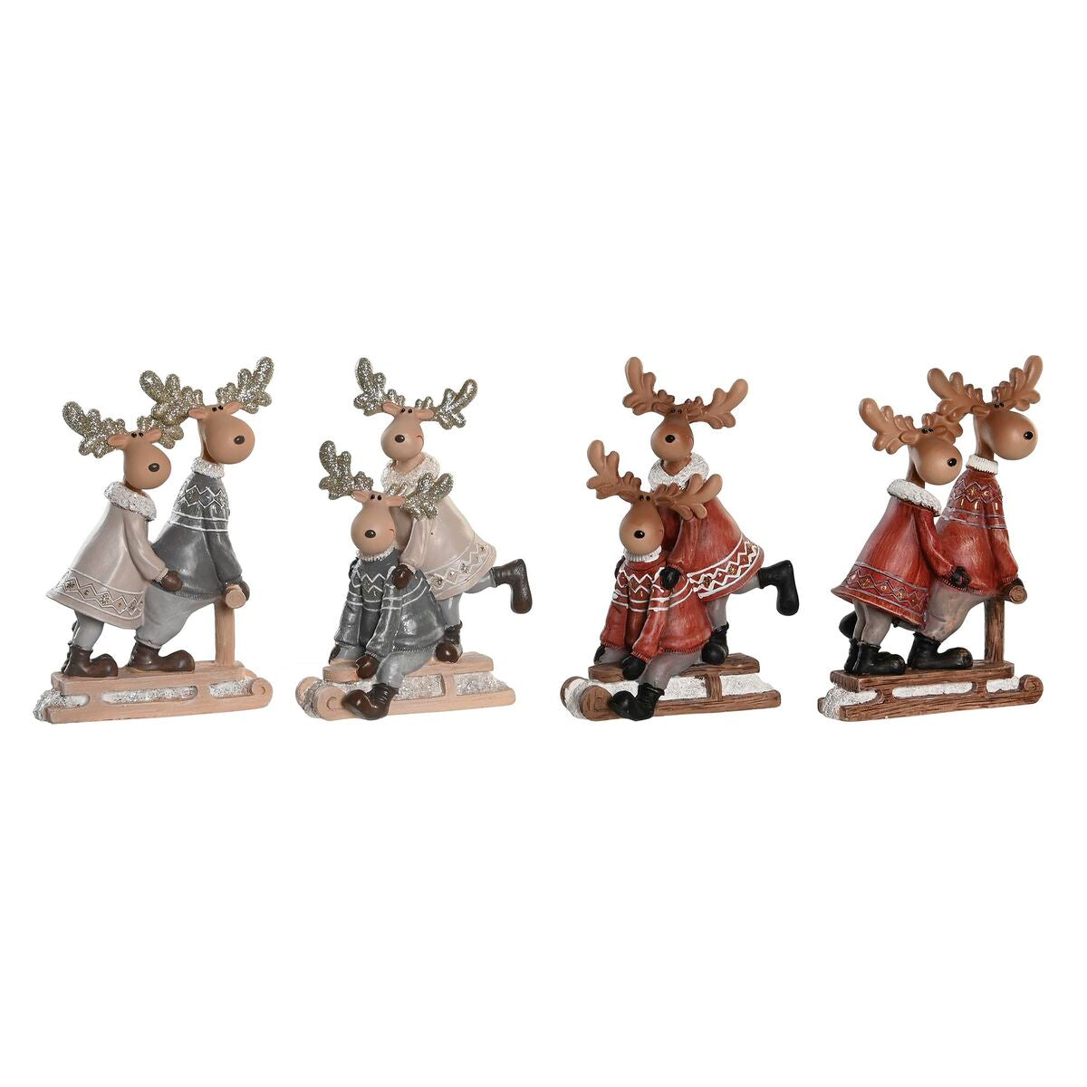 Adorno Natalício DKD Home Decor Resina Rena (13 x 6 x 18 cm) (4 Unidades)