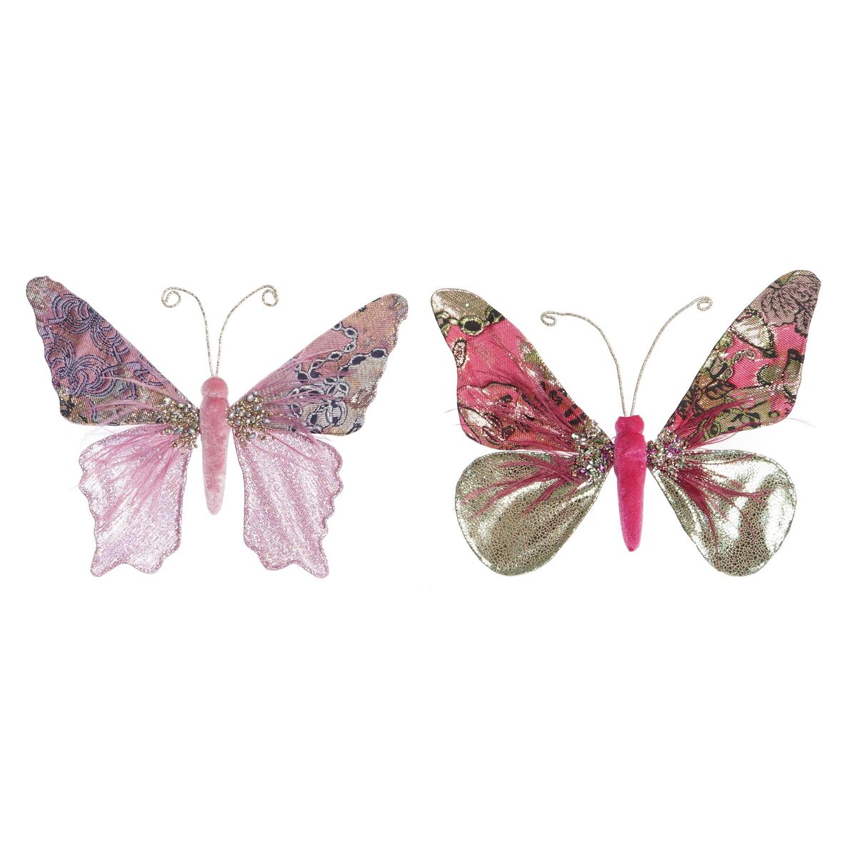 Adorno Natalício DKD Home Decor Poliéster Borboleta (22 x 3 x 18 cm) (2 Unidades)